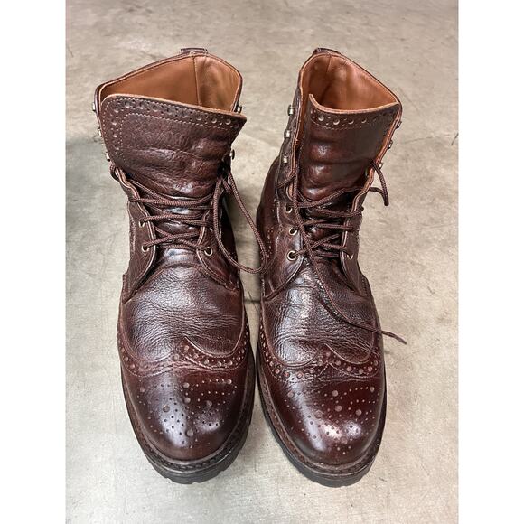 Allen Edmonds Long Branch Boots 6021 Wingtip Brown Leather Brogue Size 13 D - Picture 2 of 14
